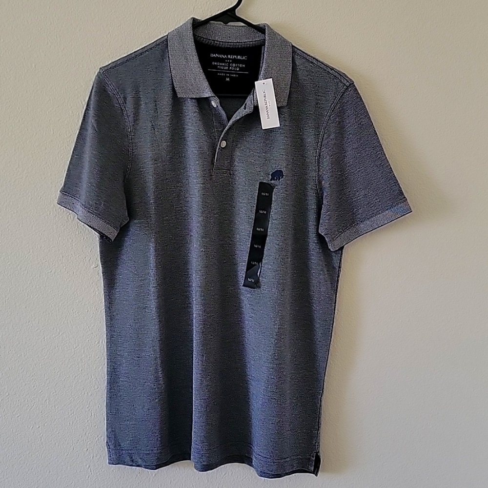 Banana Republic Blue/Grey Medium Polo Shirt